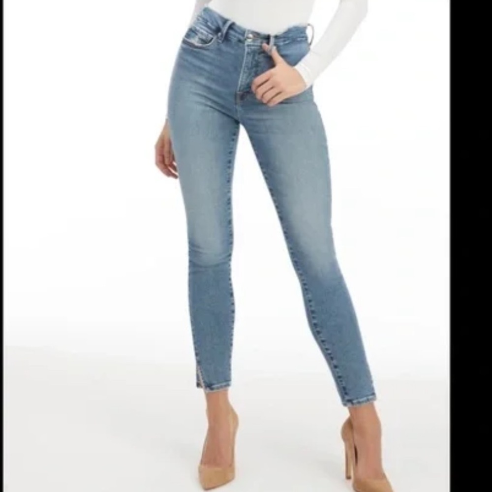 NWOT Good American Good Legs Jeans Twisted Slit in Blue667 SIZE 2